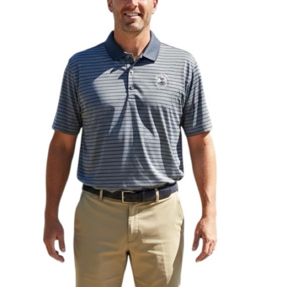 Pebble Beach Embroidered Golf Shirt Gray Black Relaxed Fit L Polo Lightweight